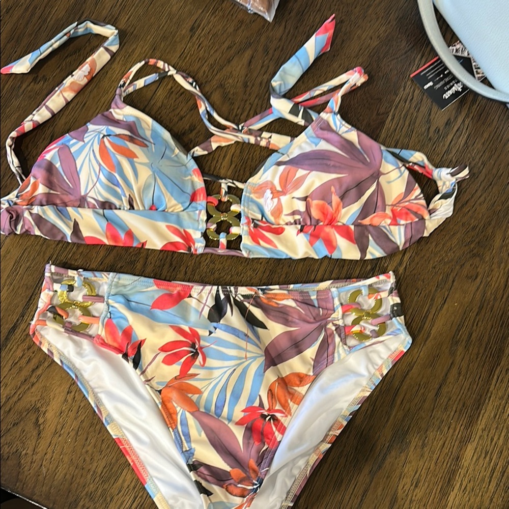 Floral Bikini Set with Strappy Details,Venus